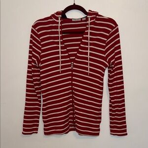 L.L. Bean Red and White Striped Hoodie